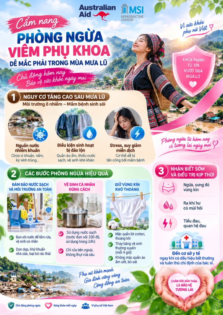 TRONG VÀ SAU MƯA LŨ, ĐỪNG ĐỂ NHỮNG NGUY CƠ VÔ HÌNH ẢNH HƯỞNG ĐẾN SỨC KHỎE PHỤ NỮ
